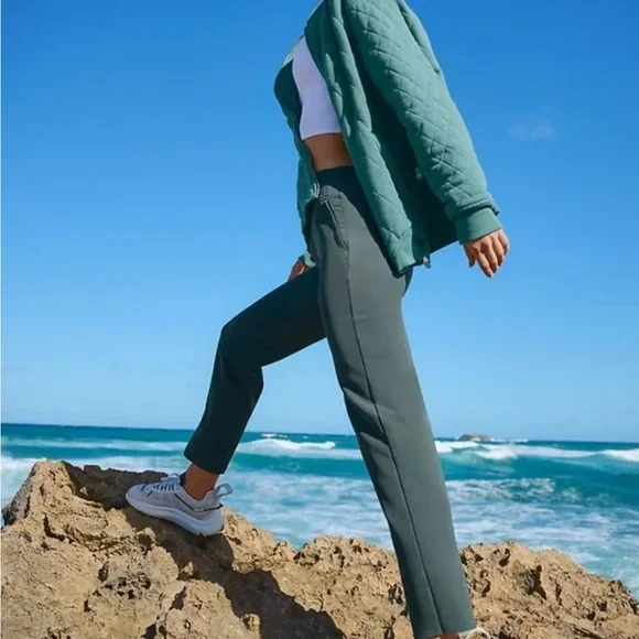 Athleta Endless High Rise Pants 2P Petite Dark Green Stretch Work Travel - Picture 16 of 16